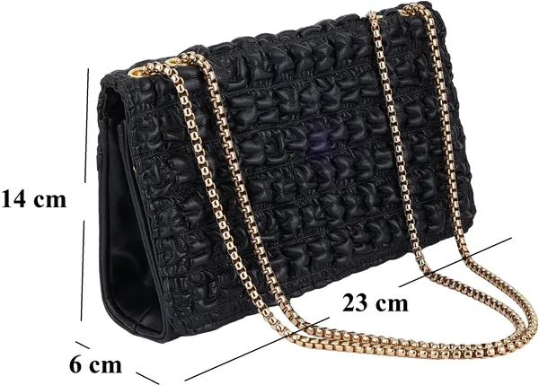 Black_Genuine_Leather_Magnetic_Snap_Shoulder_Bag_For_Women