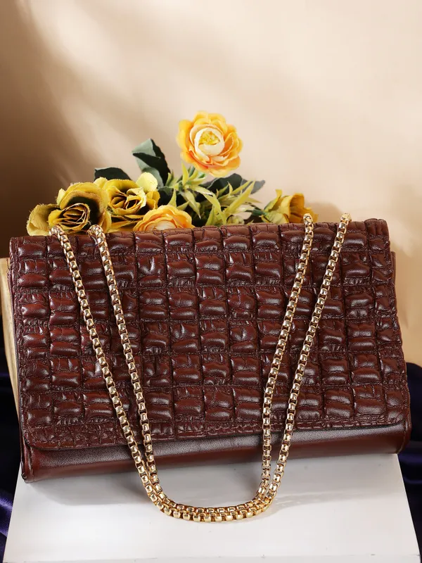 Brown_Genuine_Leather_Magnetic_Snap_Shoulder_Bag_For_Women