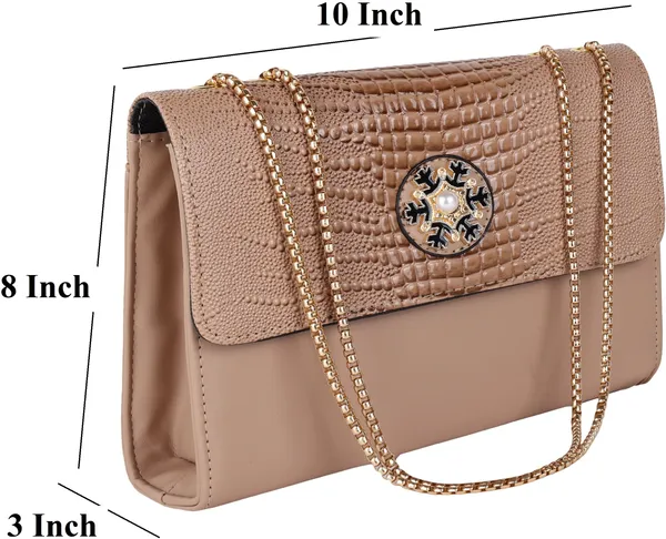 Beige_Pu_Magnetic_Snap_Shoulder_Bag_For_Girls