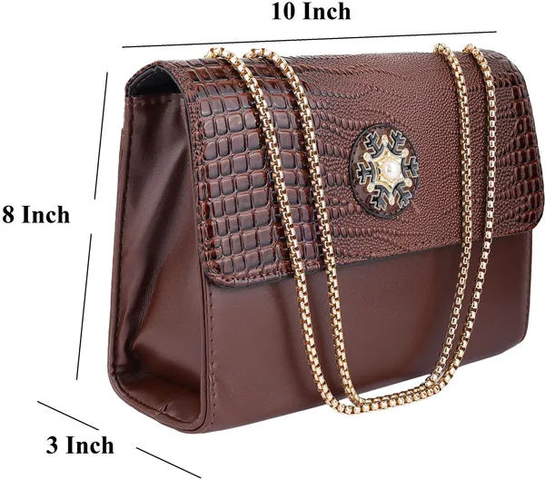 Brown_Pu_Magnetic_Snap_Shoulder_Bag_For_Girls