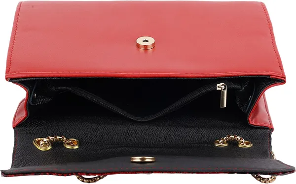 Red_Pu_Magnetic_Snap_Shoulder_Bag_For_Girls