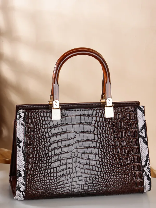 Brown_Pu_Zip_Hand_Held_Bag_For_Women