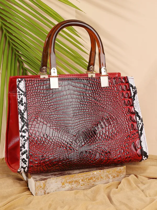 Red_Pu_Zip_Hand_Held_Bag_For_Women