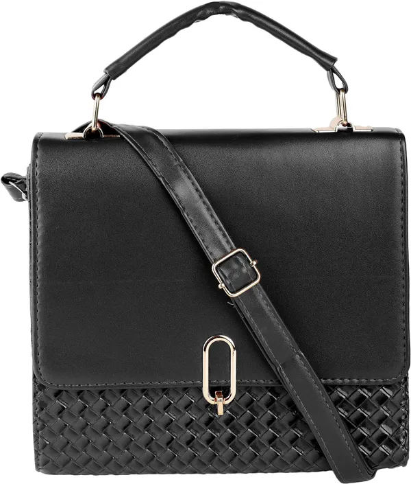 Black_Genuine_Leather_Magnetic_Snap_Shoulder_Bag_For_Girls