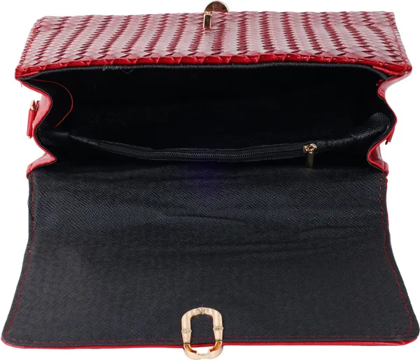 Red_Genuine_Leather_Magnetic_Snap_Shoulder_Bag_For_Girls