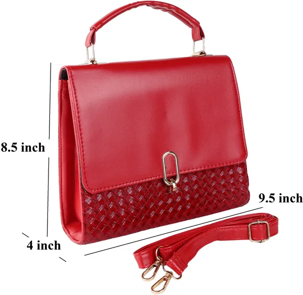 Red_Genuine_Leather_Magnetic_Snap_Shoulder_Bag_For_Girls