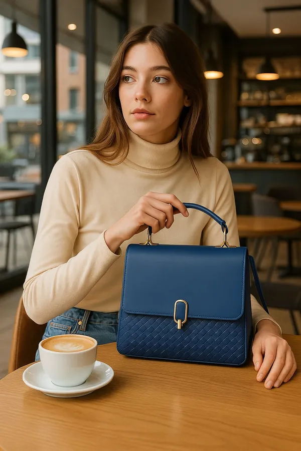 Blue_Genuine_Leather_Magnetic_Snap_Shoulder_Bag_For_Girls