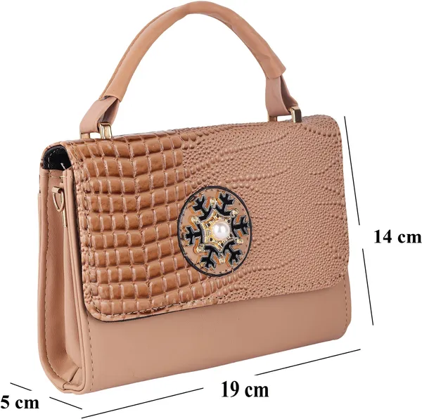 Beige_Pu_Magnetic_Snap_Shoulder_Bag_For_Women