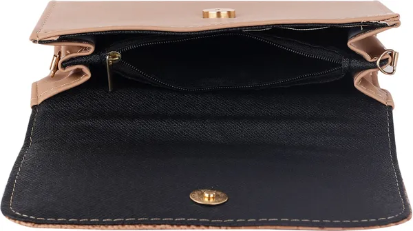 Beige_Pu_Magnetic_Snap_Shoulder_Bag_For_Women