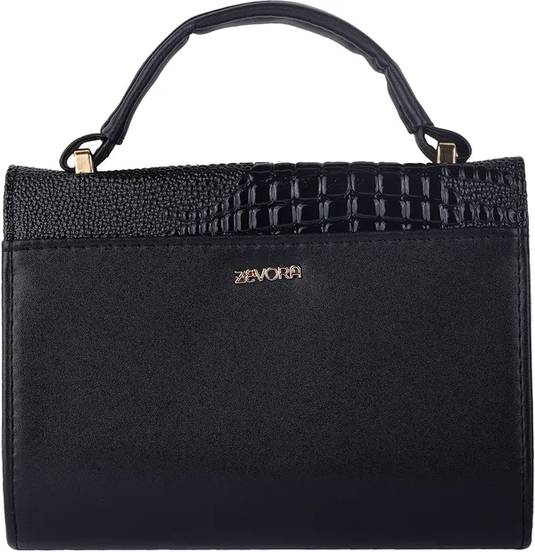 Black_Pu_Magnetic_Snap_Shoulder_Bag_For_Women