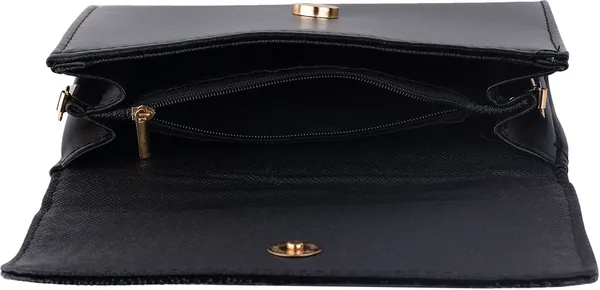 Black_Pu_Magnetic_Snap_Shoulder_Bag_For_Women