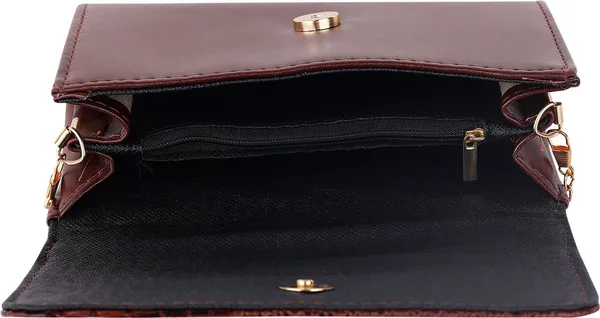 Brown_Pu_Magnetic_Snap_Shoulder_Bag_For_Women