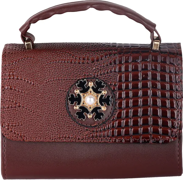 Brown_Pu_Magnetic_Snap_Shoulder_Bag_For_Women