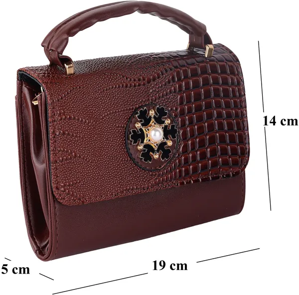 Brown_Pu_Magnetic_Snap_Shoulder_Bag_For_Women