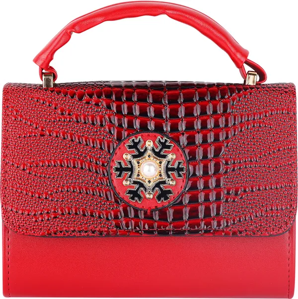 Red_Pu_Magnetic_Snap_Shoulder_Bag_For_Women