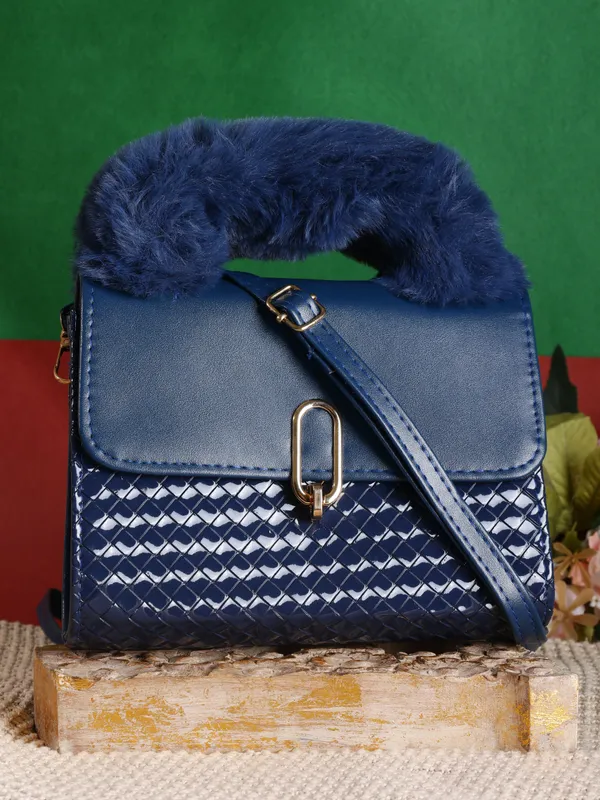 Blue_Pu_Turnlock_Shoulder_Bag_For_Women