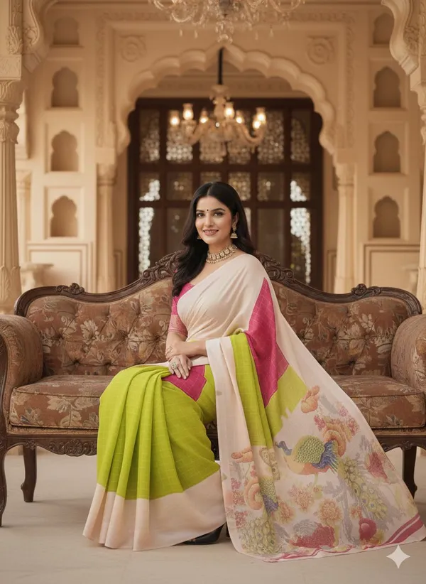 Multicolor_Pure_Silk_Premium_Printed_And_Floral_Print_And_Checkered_And_Paisley_Bollywood_Saree_For_Women
