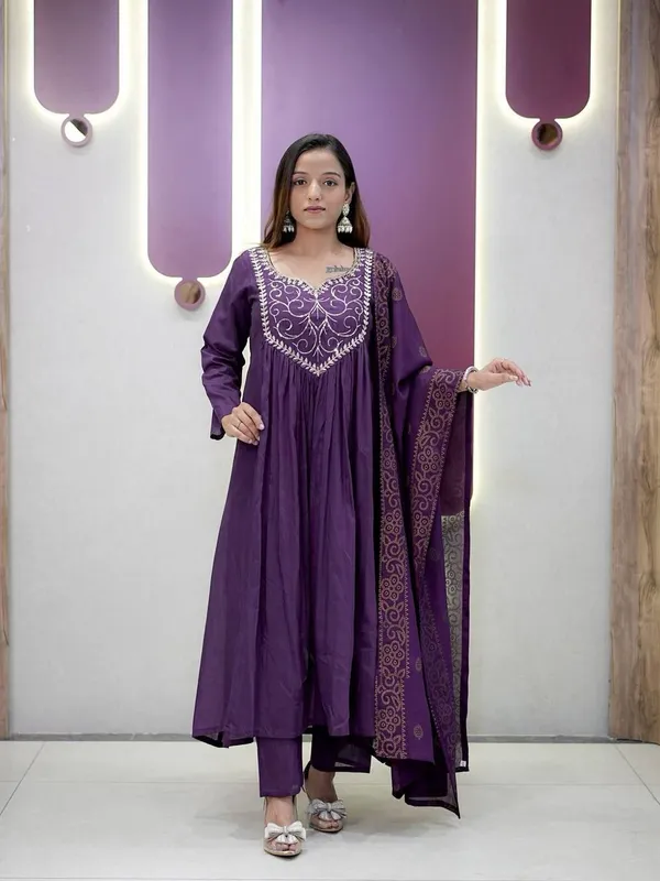 Purple_Chanderi_Premium_Embroidered_Kurta_Palazzo_Dupatta_Set_For_Women