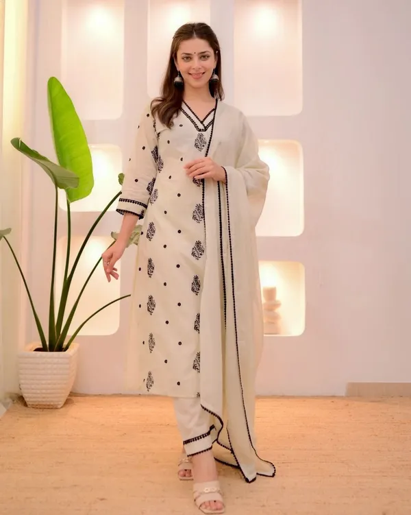 Black_And_White_Georgette_Premium_Embroidered_Kurta_Palazzo_Dupatta_Set_For_Women