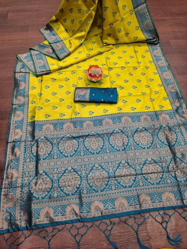 Yellow_Art_Silk_Premium_Dyed_And_Woven_Banarasi_Saree_For_Women
