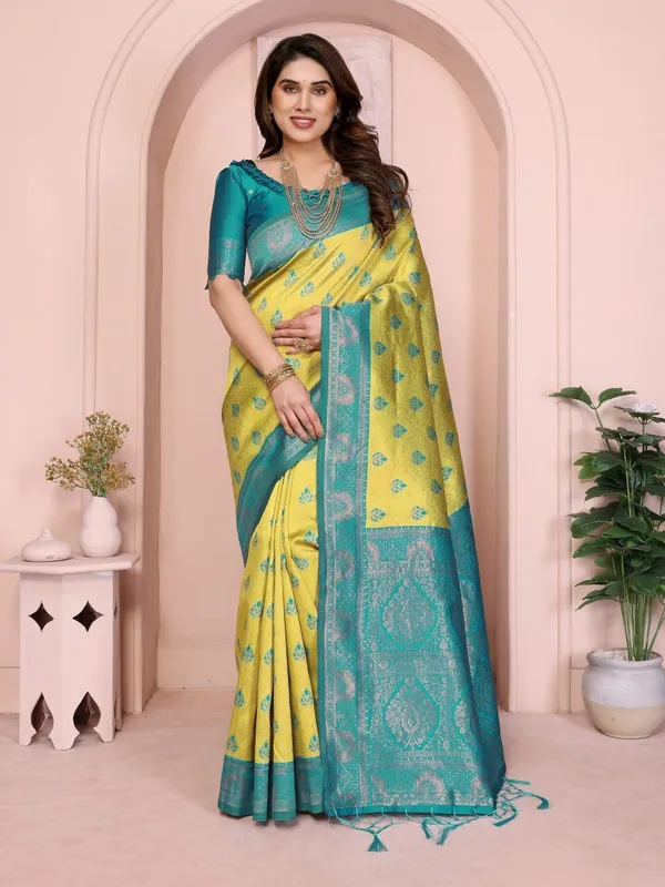 Blue_&_Yellow_Art_Silk_Premium_Woven_Banarasi_Saree_For_Women