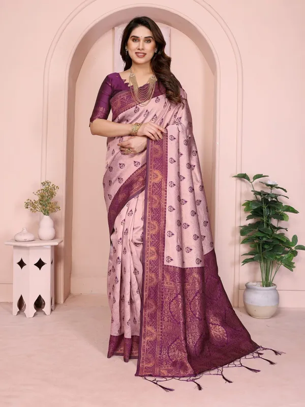 Pink_And_Purple_Art_Silk_Premium_Woven_And_Dyed_Banarasi_Saree_For_Women