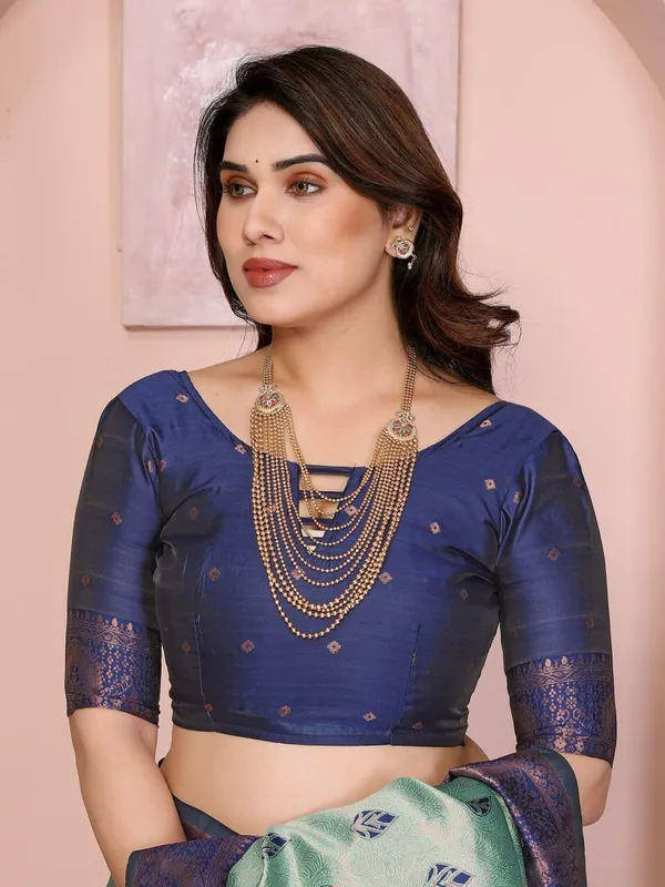 Blue_Brocade_Premium_Woven_Banarasi_Saree_For_Women