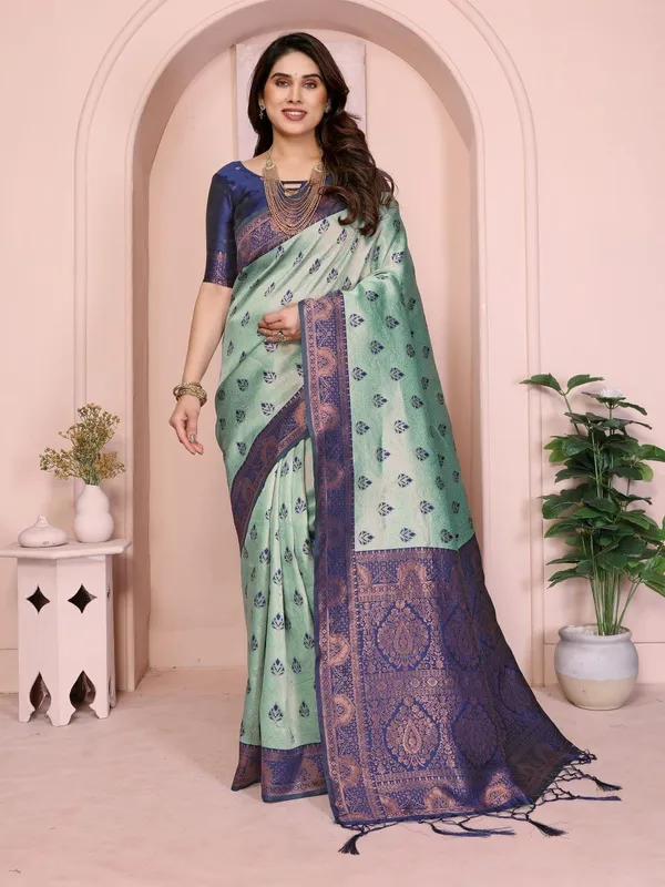 Blue_Brocade_Premium_Woven_Banarasi_Saree_For_Women