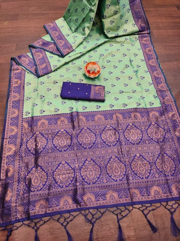 Blue_Brocade_Premium_Woven_Banarasi_Saree_For_Women