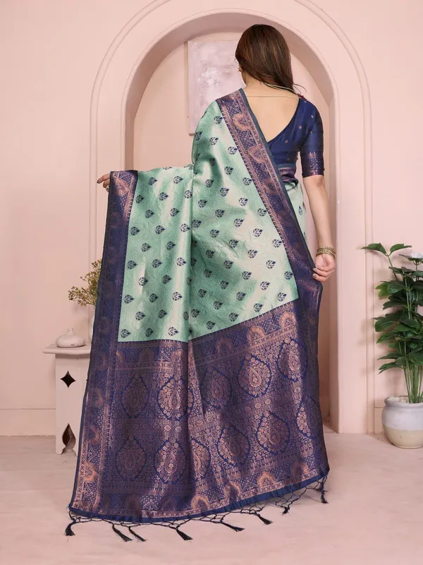 Blue_Brocade_Premium_Woven_Banarasi_Saree_For_Women