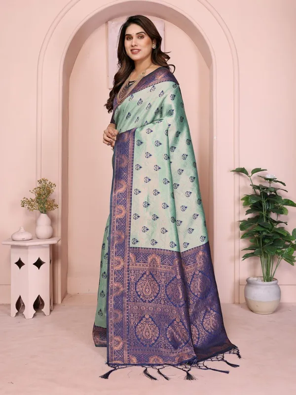 Blue_Brocade_Premium_Woven_Banarasi_Saree_For_Women