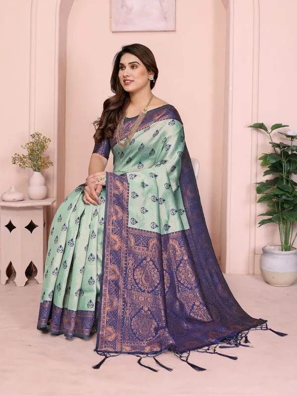 Blue_Brocade_Premium_Woven_Banarasi_Saree_For_Women
