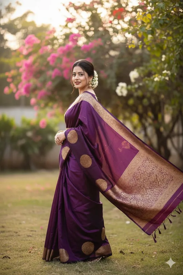 Purple_Tussar_Silk_Premium_Woven_And_Self_Design_Banarasi_Saree_For_Women