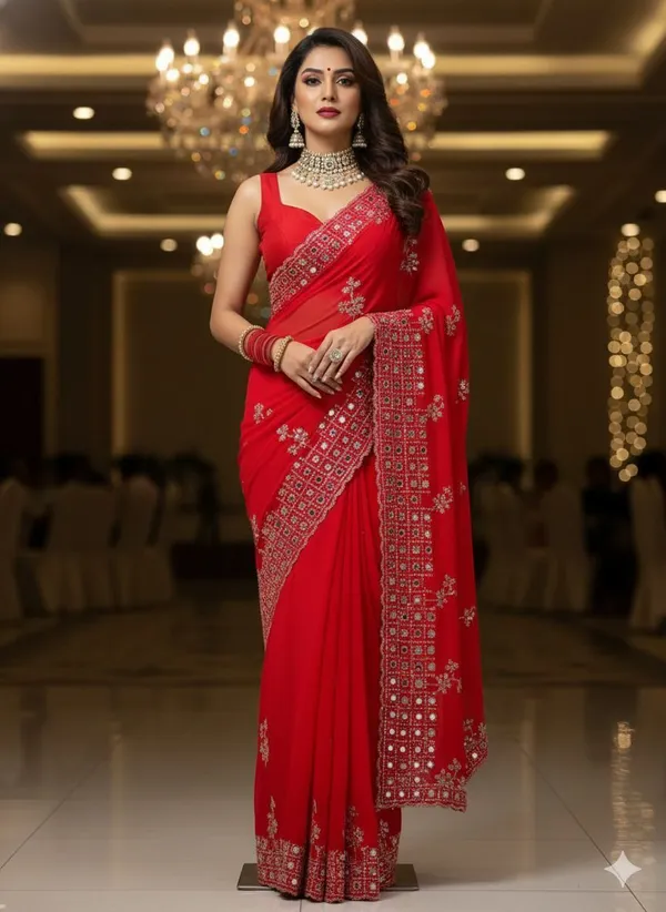 Red_Georgette_Premium_Embroidered_And_Embellished_And_Printed_Bollywood_Saree_For_Women