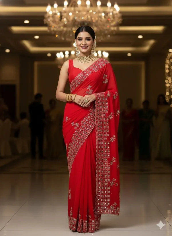 Red_Georgette_Premium_Embroidered_And_Embellished_And_Printed_Bollywood_Saree_For_Women
