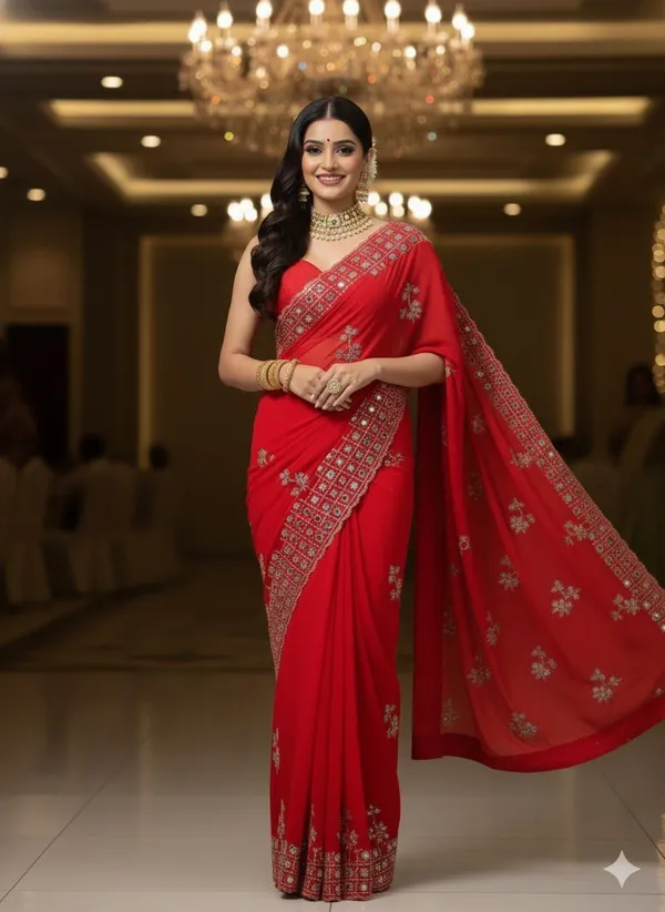 Red_Georgette_Premium_Embroidered_And_Embellished_And_Printed_Bollywood_Saree_For_Women