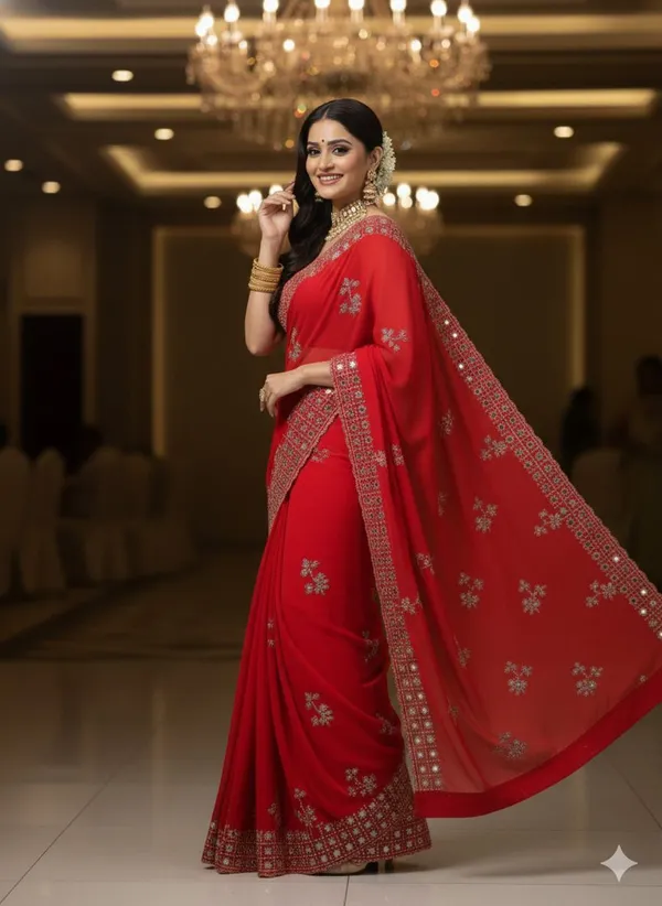 Red_Georgette_Premium_Embroidered_And_Embellished_And_Printed_Bollywood_Saree_For_Women