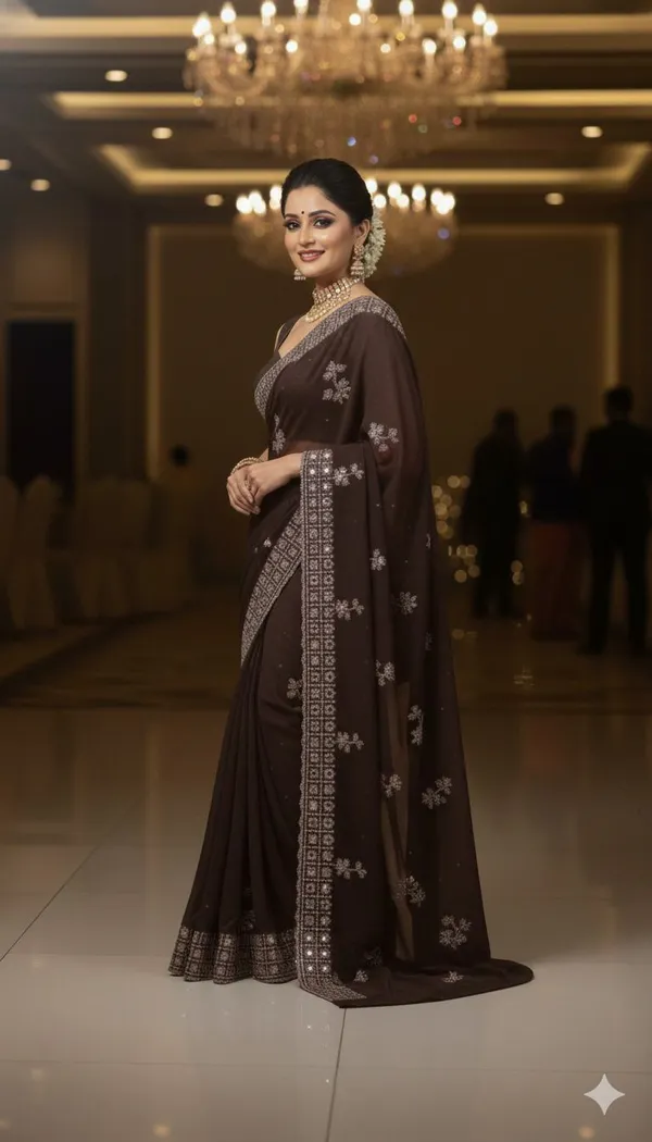Brown_Georgette_Premium_Embroidered_Bollywood_Saree_For_Women