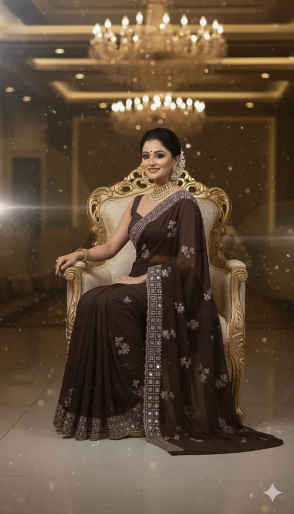 Brown_Georgette_Premium_Embroidered_Bollywood_Saree_For_Women