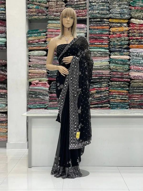 Black_Georgette_Premium_Embroidered_And_Embellished_Bollywood_Saree_For_Women