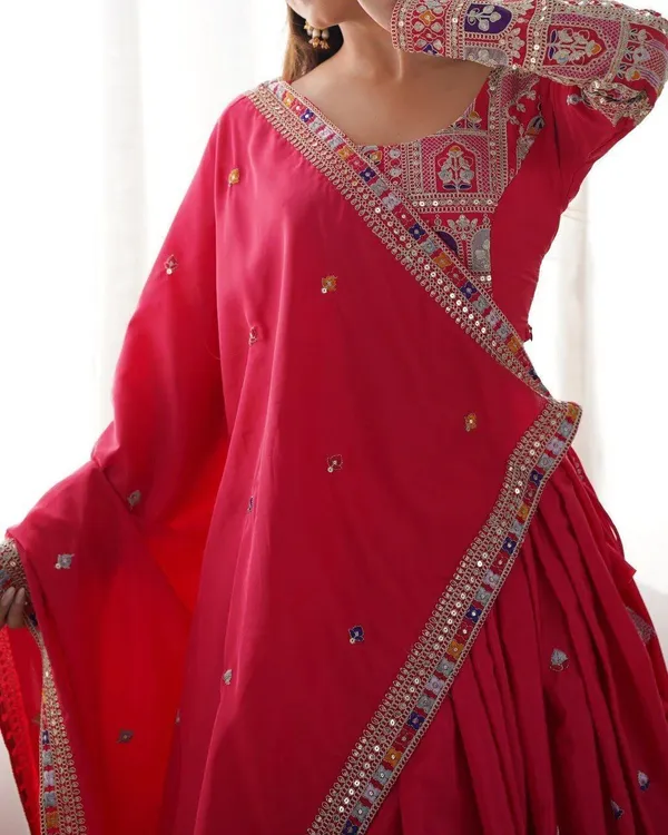 Red_Chiffon_Premium_Embroidered_Lehenga_Choli_For_Women
