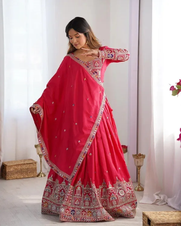 Red_Chiffon_Premium_Embroidered_Lehenga_Choli_For_Women