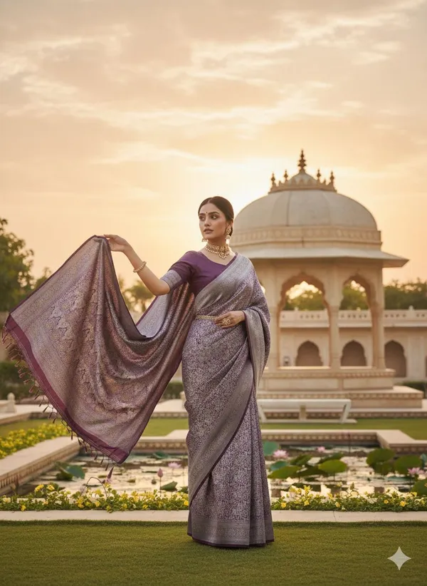 Purple_Art_Silk_Premium_Woven_And_Floral_Print_And_Temple_Border_And_Self_Design_Bollywood_Saree_For_Women