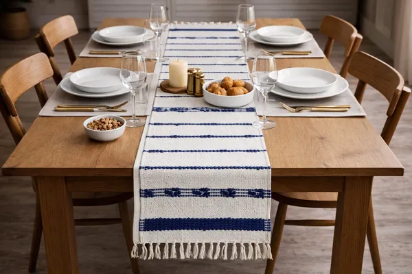 Blue_&_White_Premium_Dot_Stripe_Handwoven_Table_Runner,_Size_-_12x72_Inch