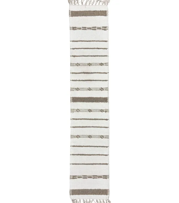 Brown_&_White_Dot_Stripe_Handwoven_Table_Runner,_Size_-_12x72_Inch