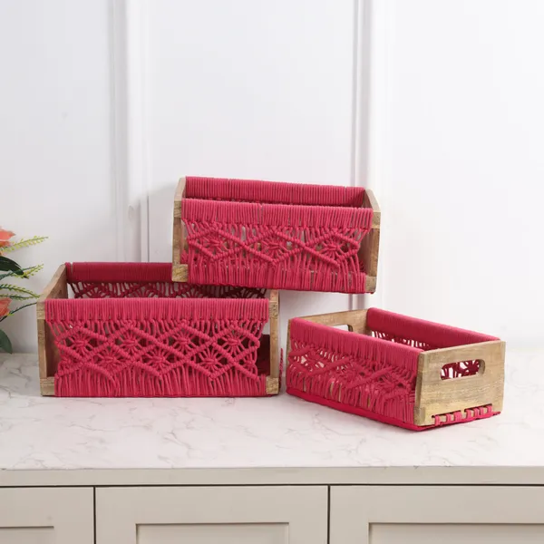 Pink_Premium_Irish_Macrame_Basket_Pack_Of_3