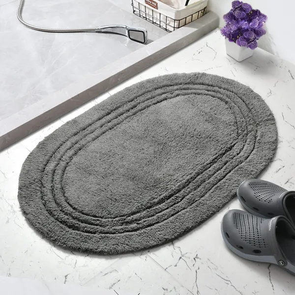 Grey_Premium_Linea_Tufted_Oval_Bath_Mat,_Size_-_50x80_CM