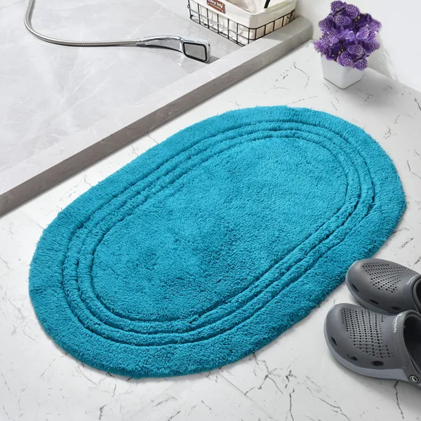 Blue_Premium_Linea_Tufted_Oval_Bath_Mat,_Size_-_50x80_CM