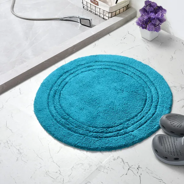 Blue_Premium_Linea_Tufted_Round_Bath_Mat,_Size_-_60_CM_Round