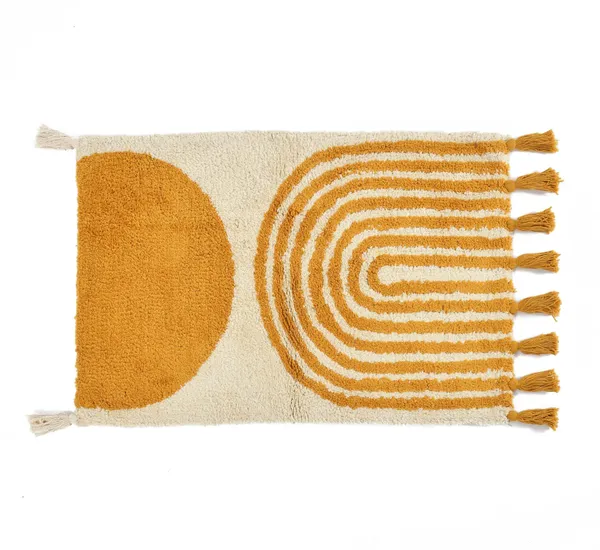 Yellow_And_Off_White_Premium_Cotton_Designer_Bath_Mats,_Size_-_50x80_CM